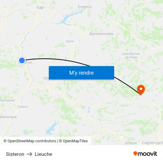 Sisteron to Lieuche map