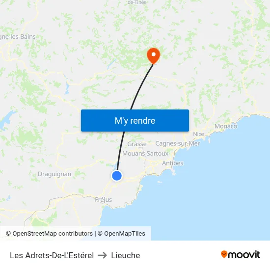 Les Adrets-De-L'Estérel to Lieuche map