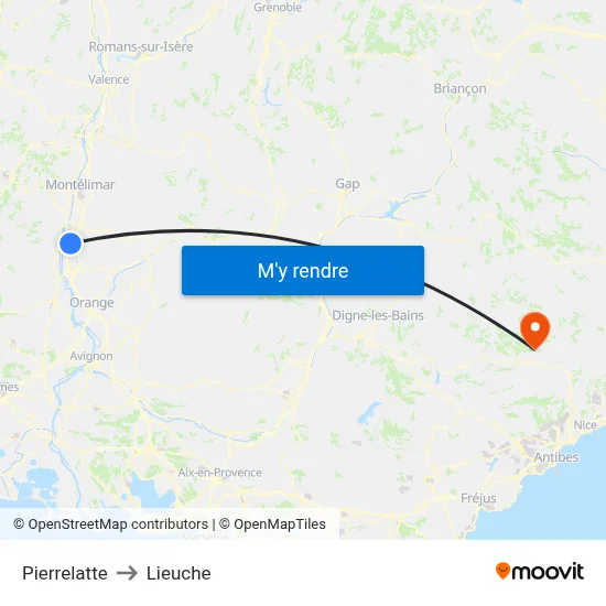 Pierrelatte to Lieuche map