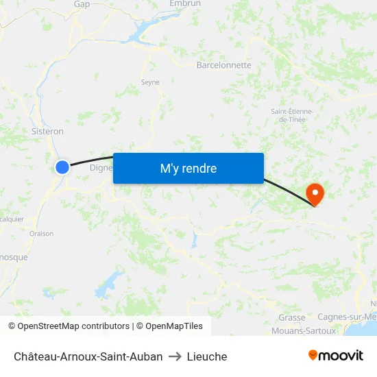 Château-Arnoux-Saint-Auban to Lieuche map