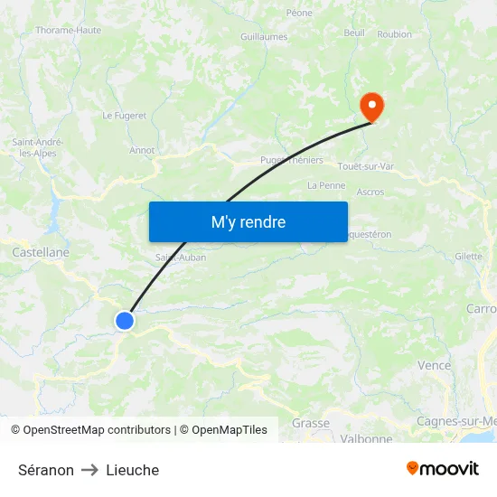 Séranon to Lieuche map