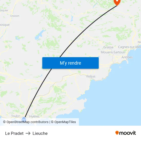 Le Pradet to Lieuche map