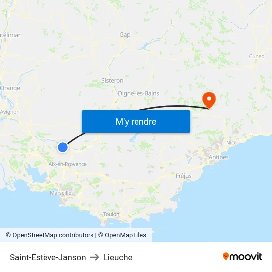Saint-Estève-Janson to Lieuche map