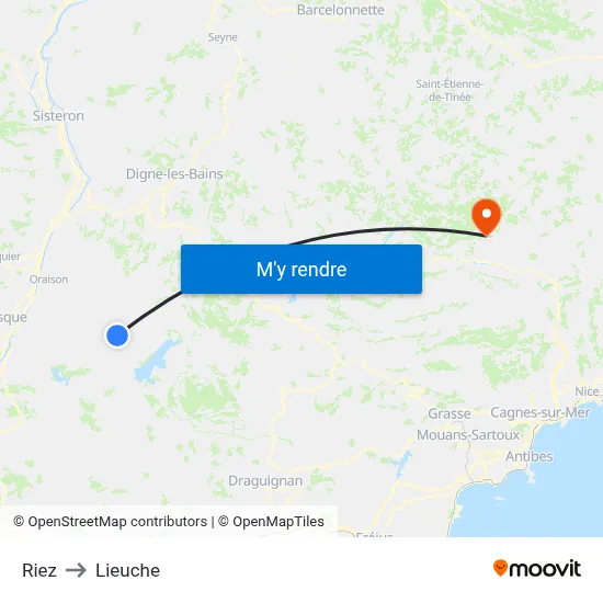 Riez to Lieuche map