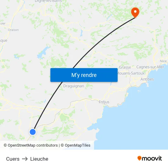 Cuers to Lieuche map