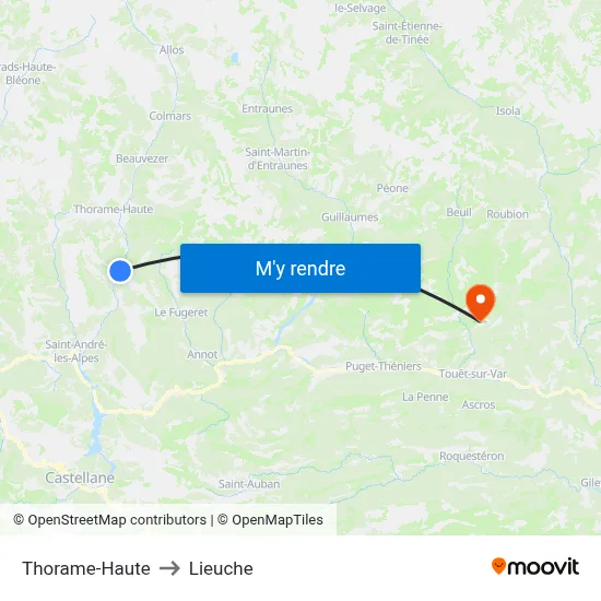 Thorame-Haute to Lieuche map