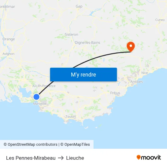 Les Pennes-Mirabeau to Lieuche map