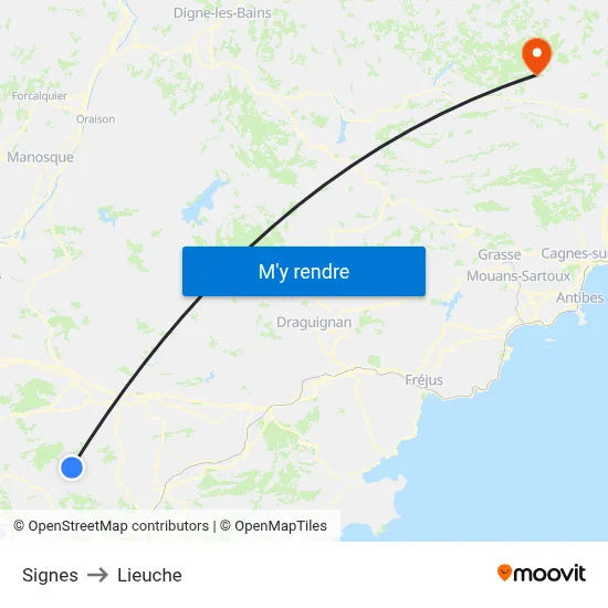 Signes to Lieuche map
