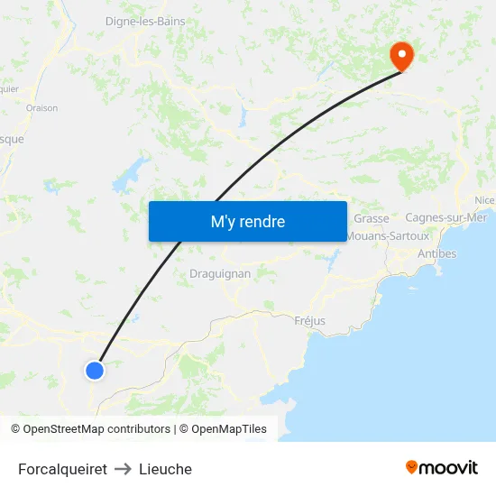 Forcalqueiret to Lieuche map