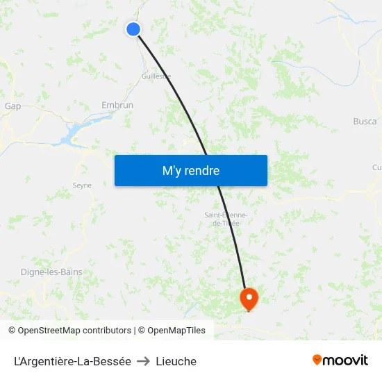L'Argentière-La-Bessée to Lieuche map