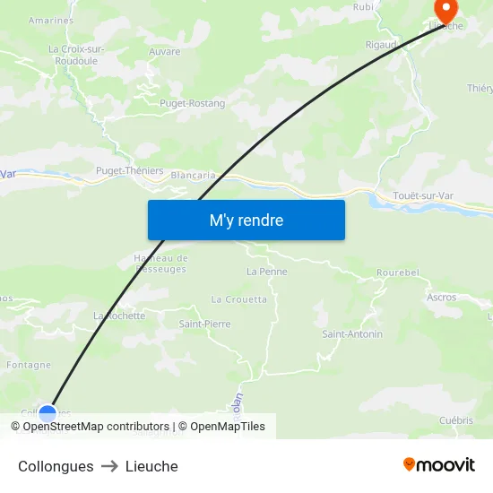 Collongues to Lieuche map