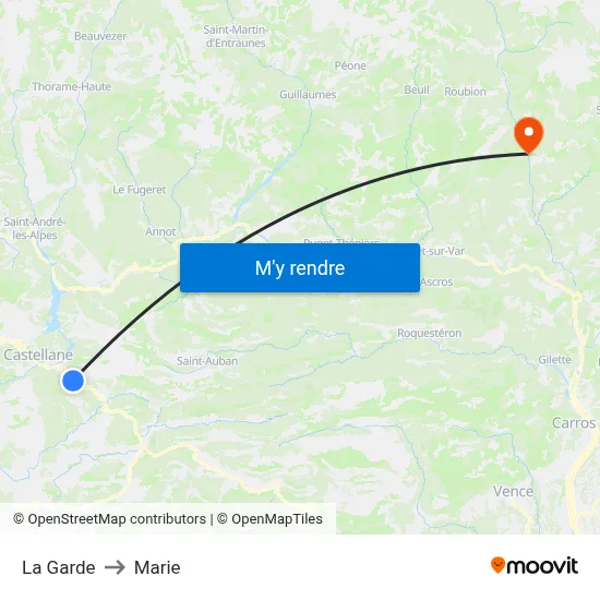 La Garde to Marie map