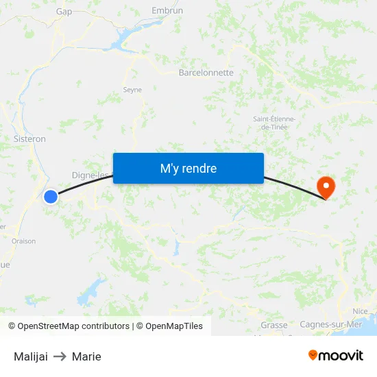 Malijai to Marie map