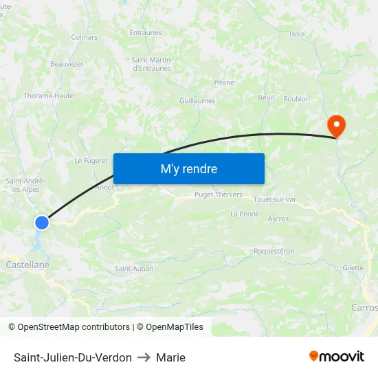 Saint-Julien-Du-Verdon to Marie map