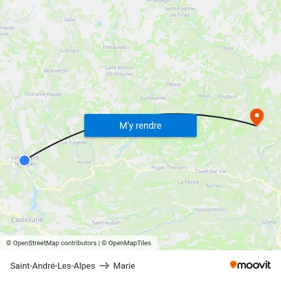 Saint-André-Les-Alpes to Marie map