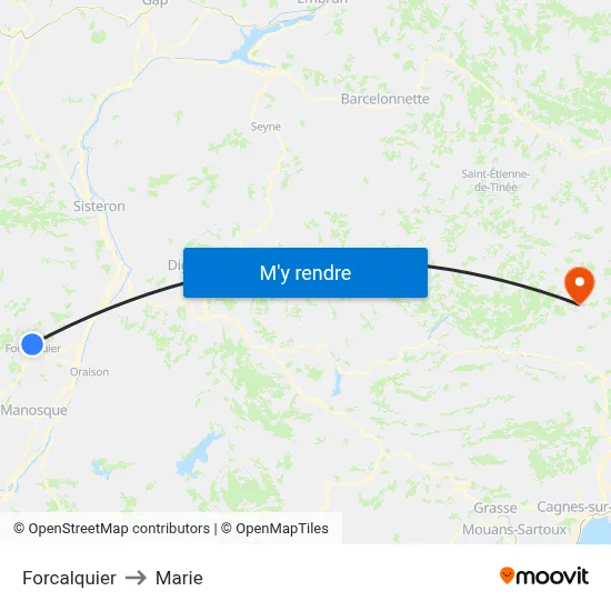 Forcalquier to Marie map