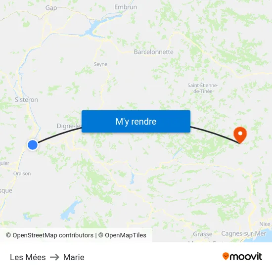 Les Mées to Marie map
