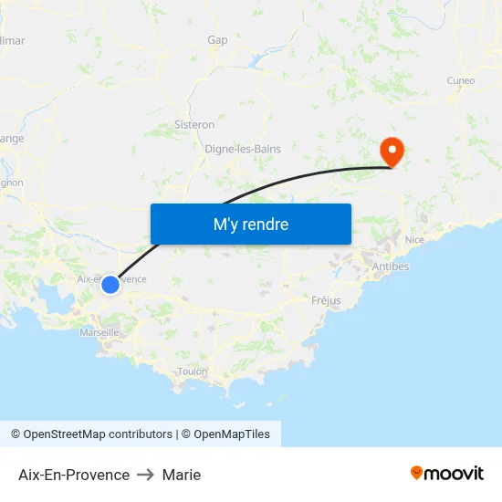 Aix-En-Provence to Marie map
