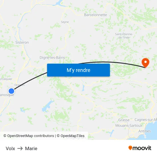 Volx to Marie map