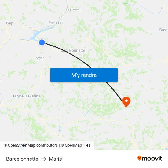 Barcelonnette to Marie map