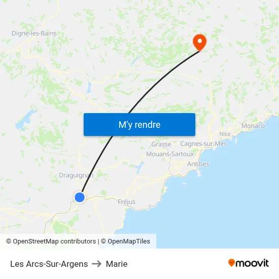 Les Arcs-Sur-Argens to Marie map