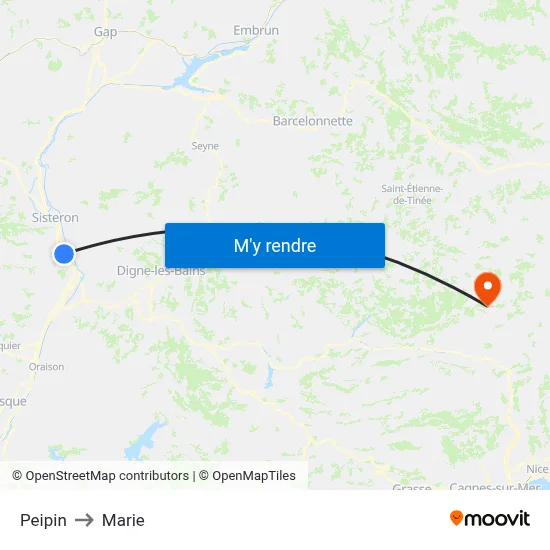 Peipin to Marie map