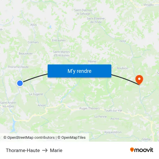 Thorame-Haute to Marie map