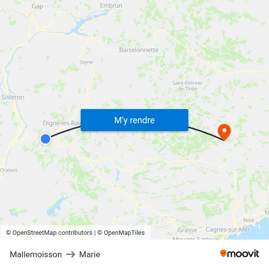 Mallemoisson to Marie map