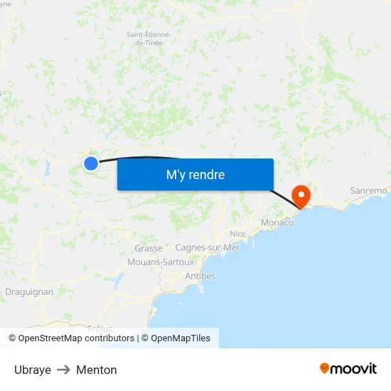 Ubraye to Menton map