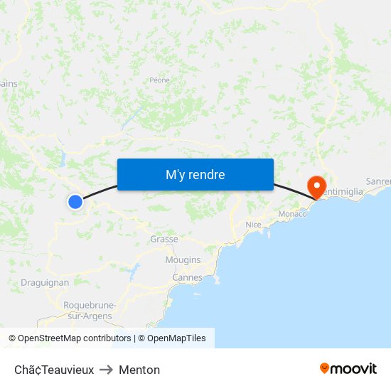 Chã¢Teauvieux to Menton map