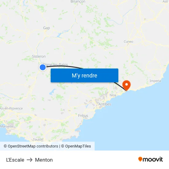 L'Escale to Menton map