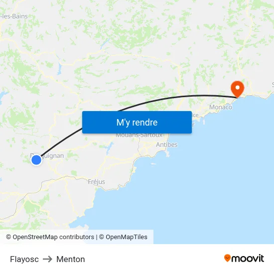 Flayosc to Menton map