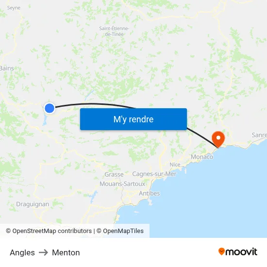 Angles to Menton map