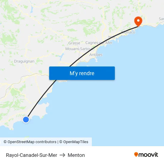 Rayol-Canadel-Sur-Mer to Menton map