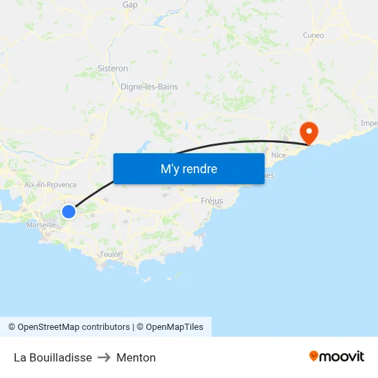 La Bouilladisse to Menton map