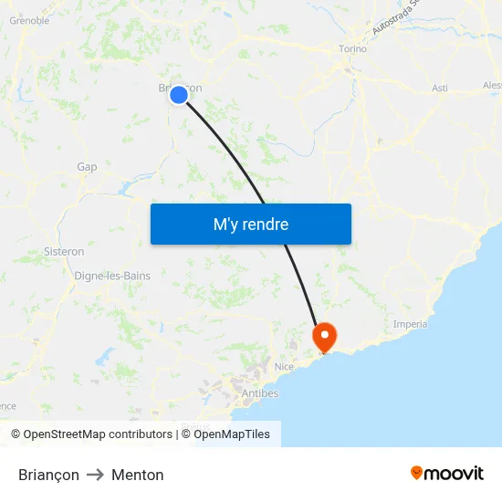 Briançon to Menton map