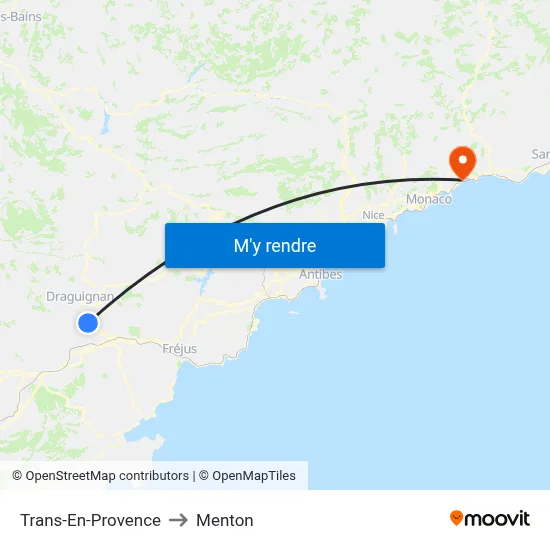 Trans-En-Provence to Menton map