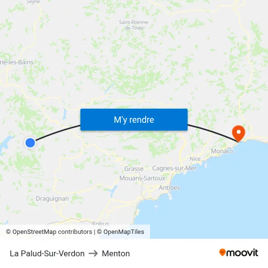 La Palud-Sur-Verdon to Menton map