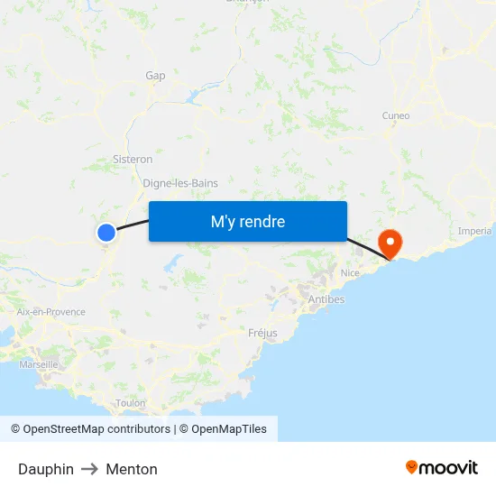 Dauphin to Menton map