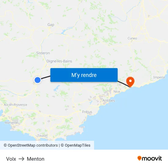Volx to Menton map