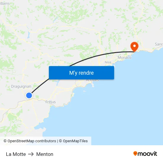 La Motte to Menton map