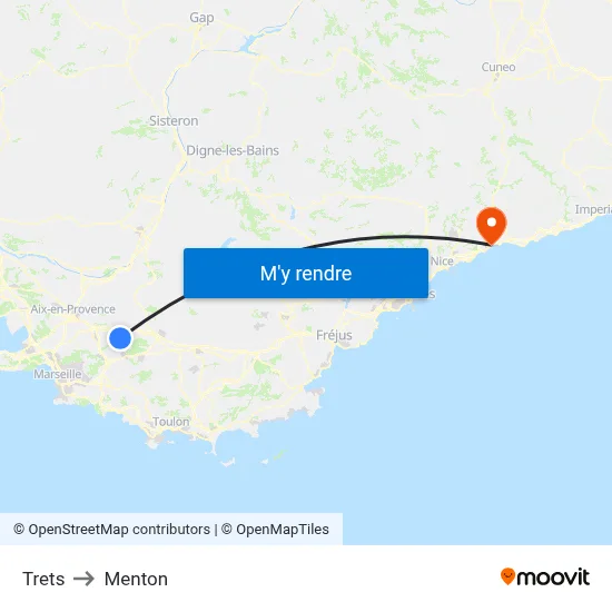 Trets to Menton map