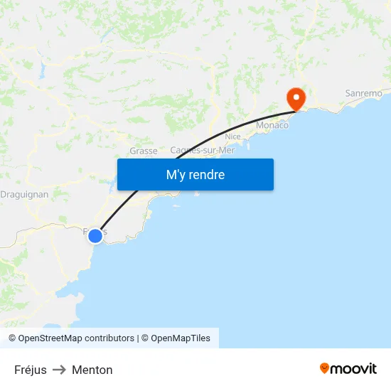 Fréjus to Menton map