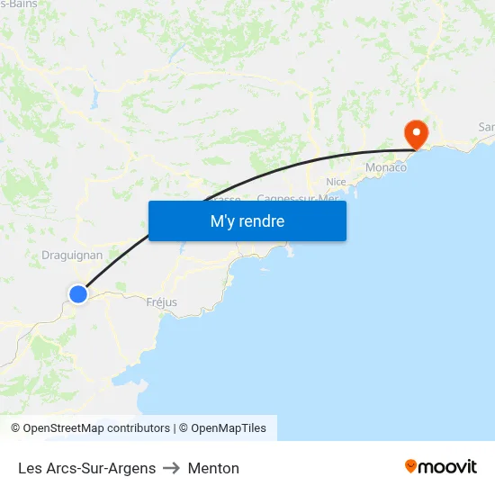 Les Arcs-Sur-Argens to Menton map
