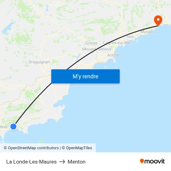 La Londe-Les-Maures to Menton map