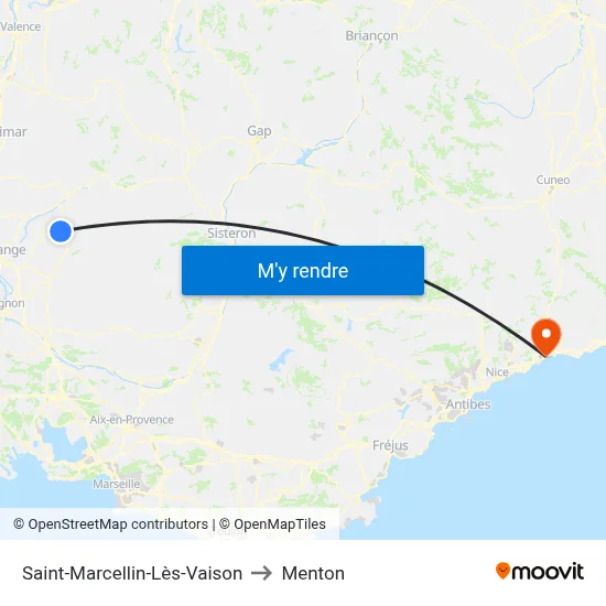 Saint-Marcellin-Lès-Vaison to Menton map