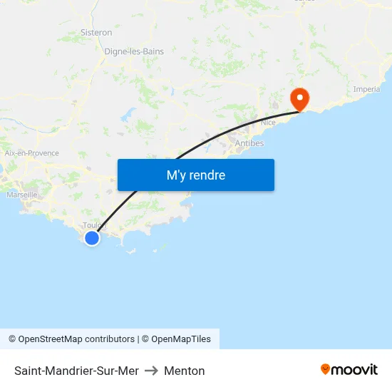Saint-Mandrier-Sur-Mer to Menton map
