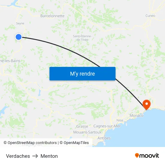 Verdaches to Menton map