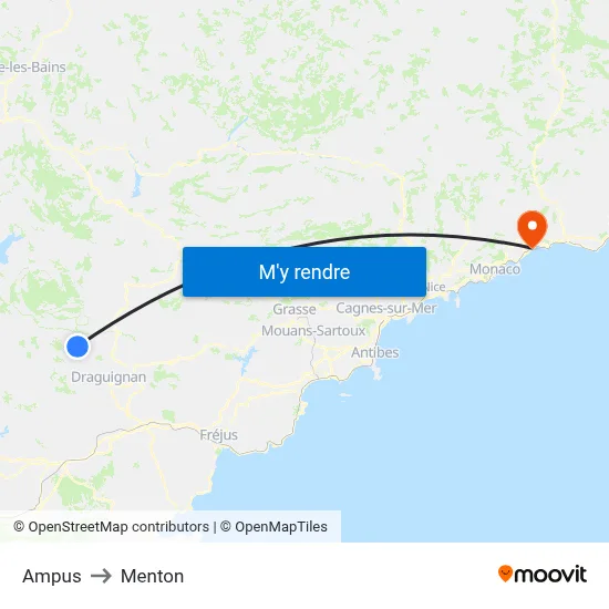 Ampus to Menton map