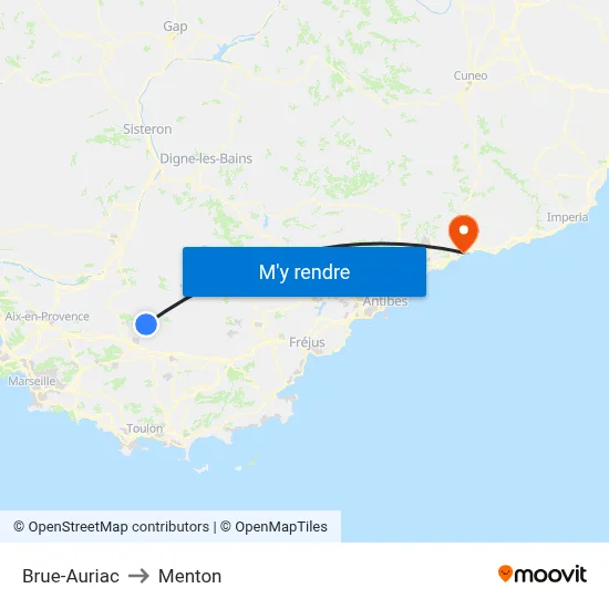 Brue-Auriac to Menton map